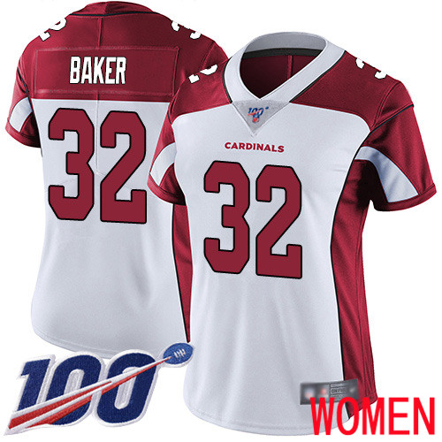 Arizona Cardinals Limited White Women Budda Baker Road Jersey NFL Football 32 100th Season Vapor Untouchable